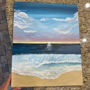 Serene Beach Sunset Canvas Art